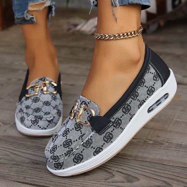 Women's Metallic Buckle Casual Loafers