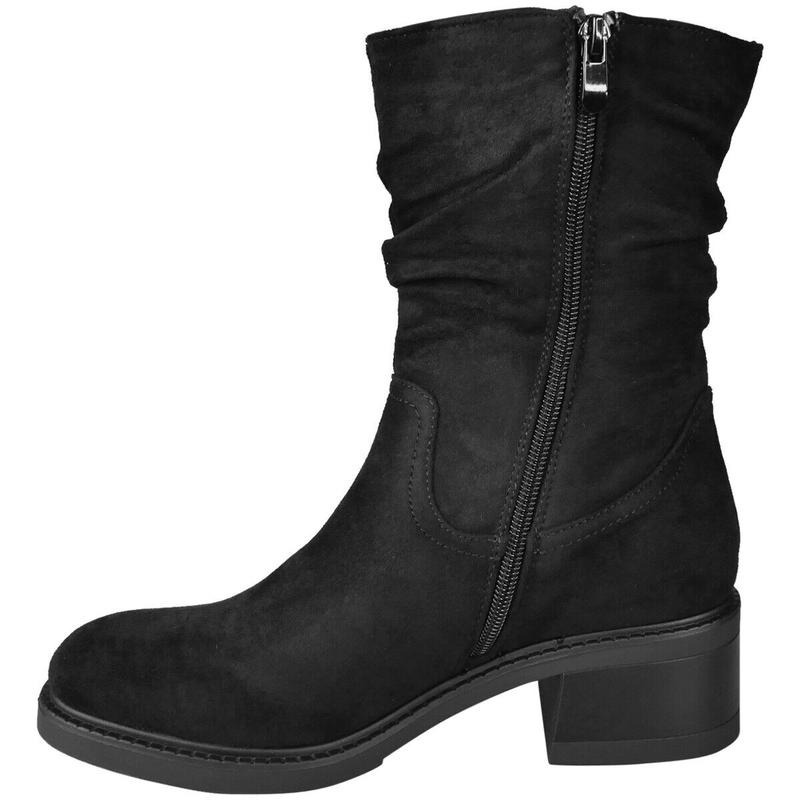 Womens Mid Calf Rouched Cuban Warm Zip Boots
