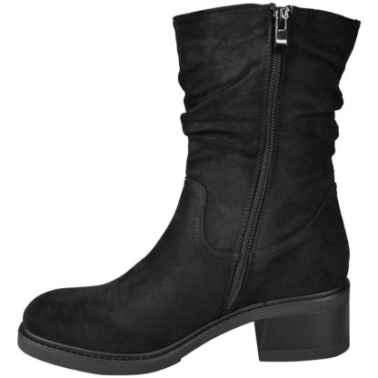 Womens Mid Calf Rouched Cuban Warm Zip Boots