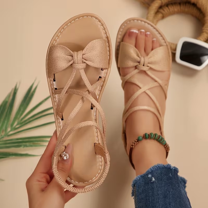 Women's Elegant Bow Strappy Flats