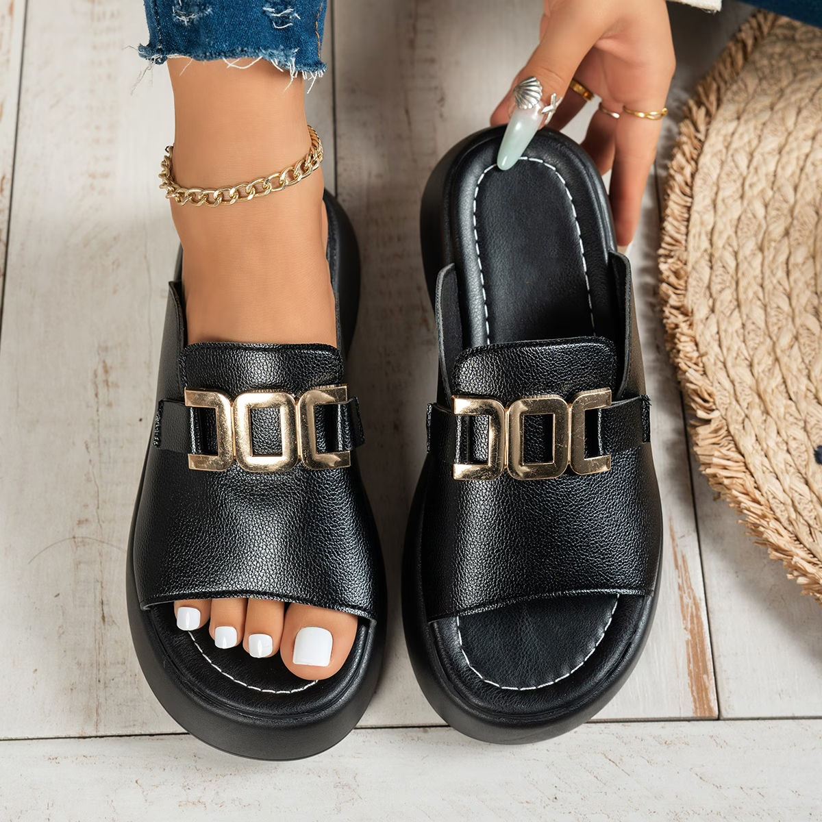 Women's Premium Buckle Slippers