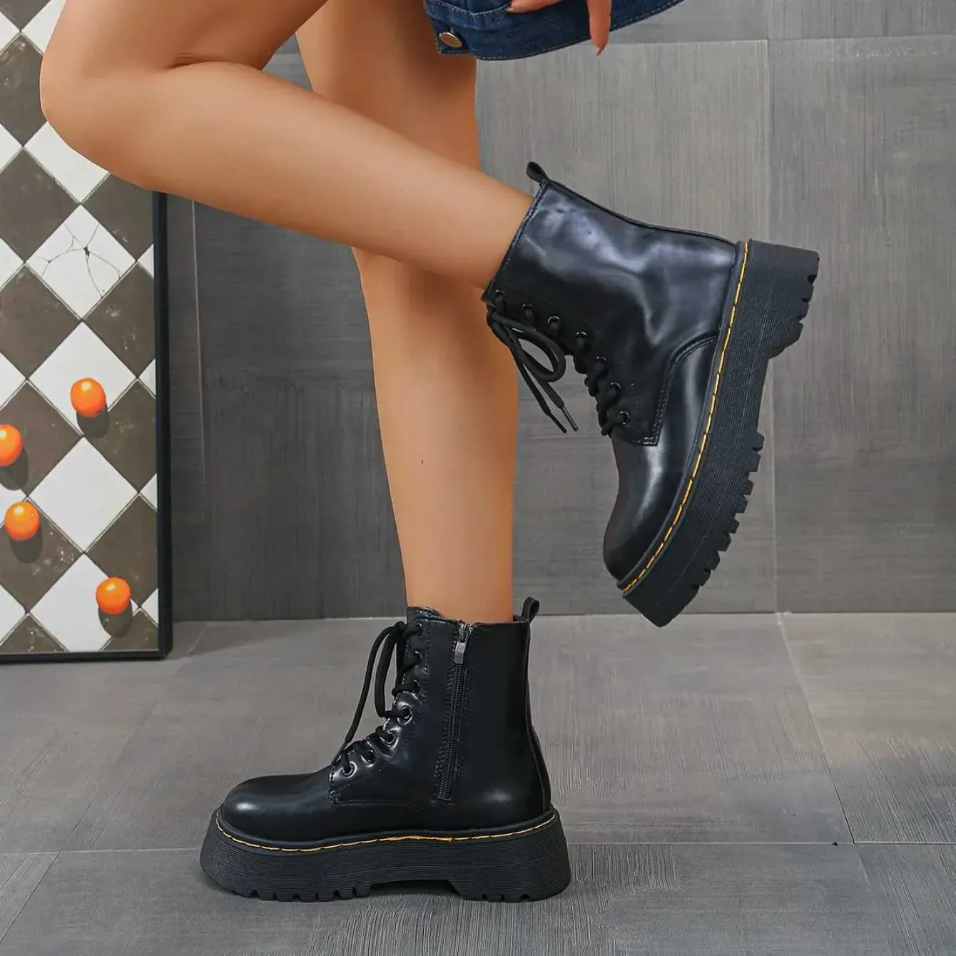 Women's Side Zipper Martens Boots