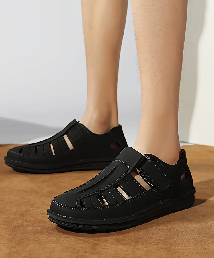 mens solid colour breathable sandals comfy non slip durable rubber sole beach water shoes for mens outdoor activities summer men s shoes details 11