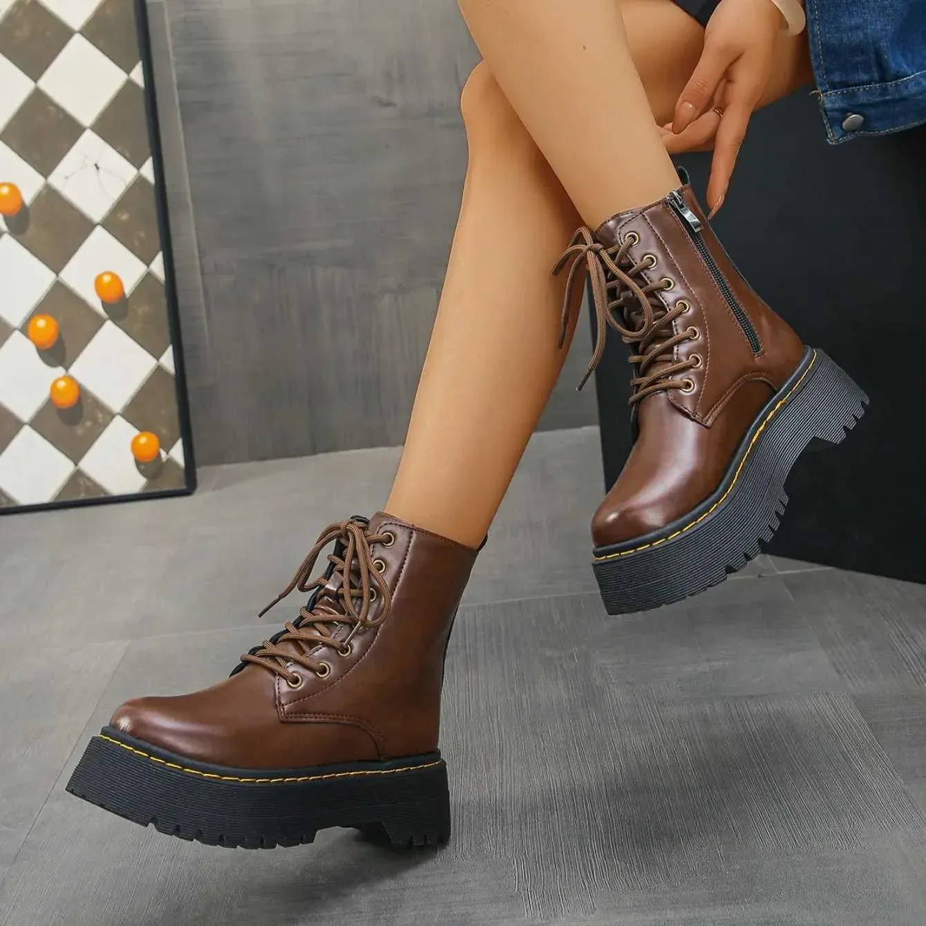 Women's Side Zipper Martens Boots