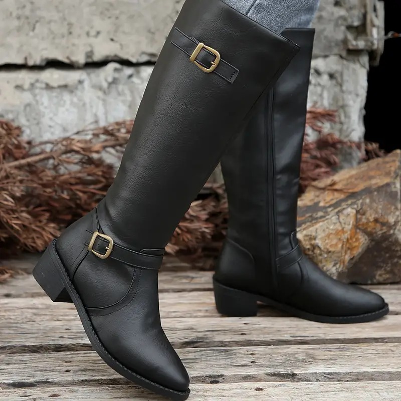 Comfy Chunky Heel Mid-Calf Boots