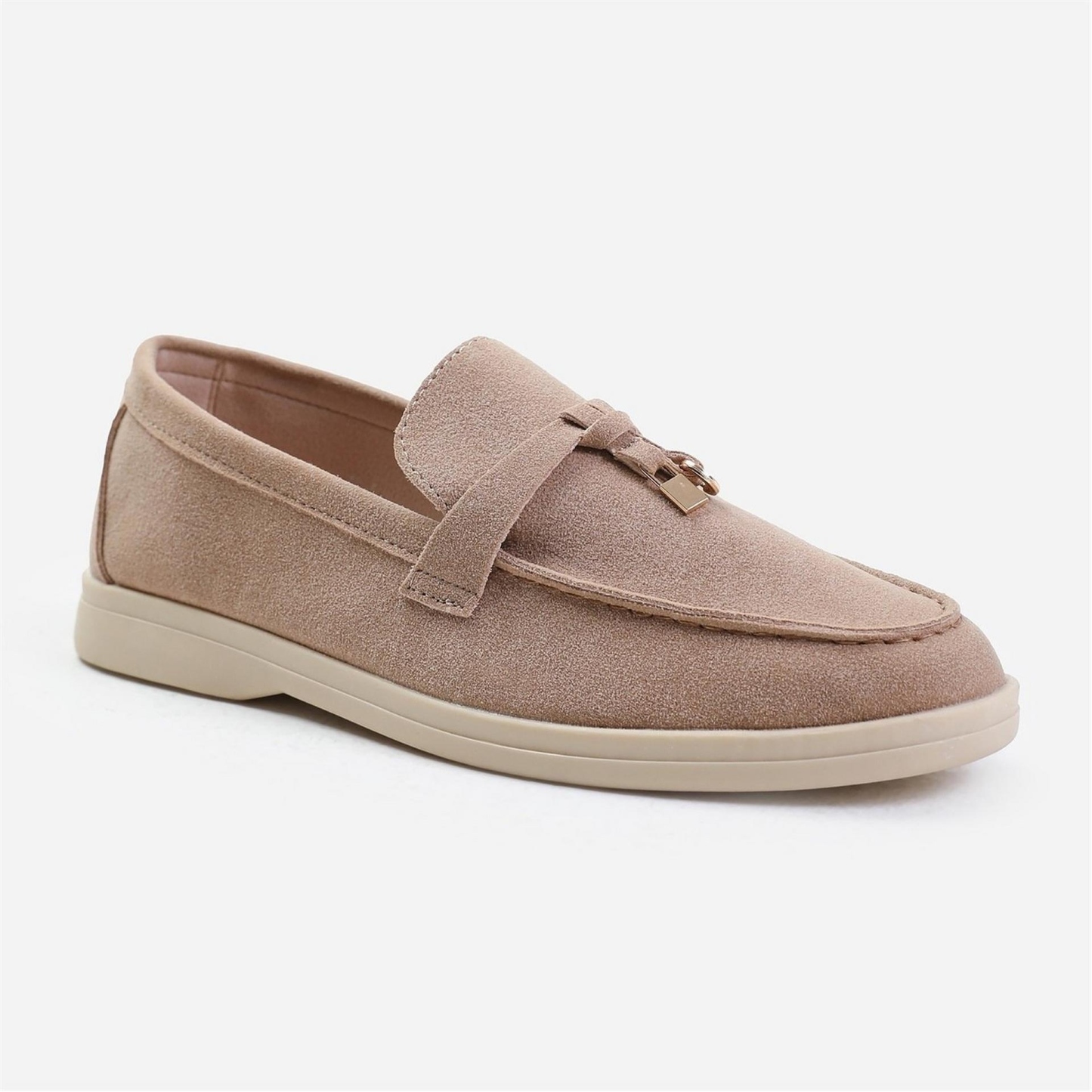 Women's Suede Pegasus Slip On Trim Loafers