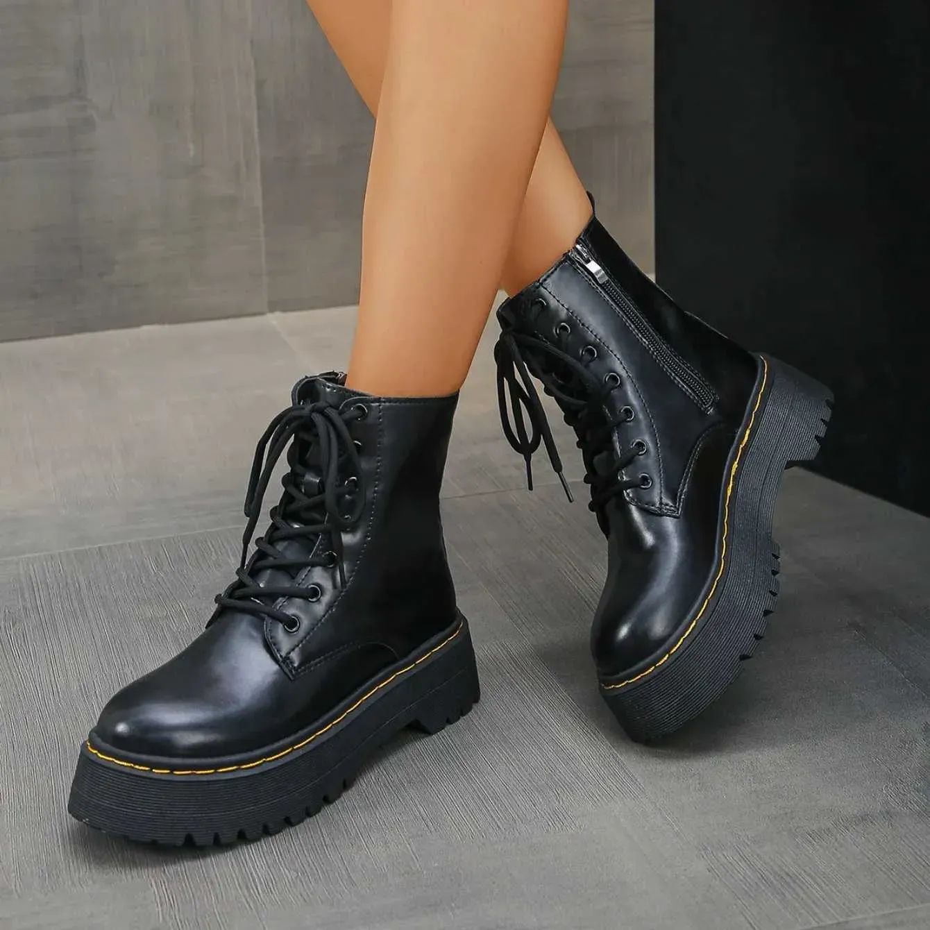 Women's Side Zipper Martens Boots