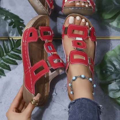 Women's T-Strap Platform Wedge Heel Sandals