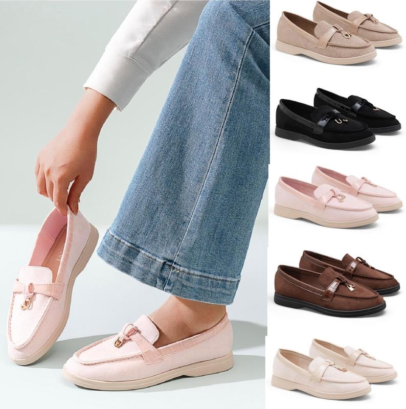 Women's Suede Pegasus Slip On Trim Loafers