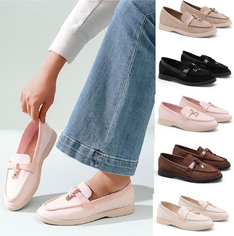 Women's Suede Pegasus Slip On Trim Loafers