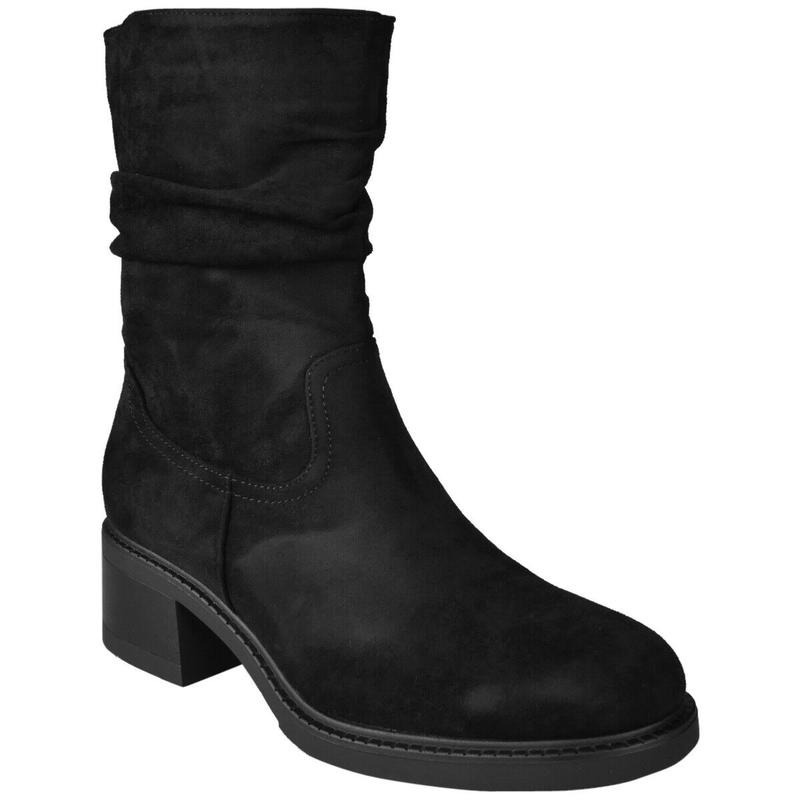 Womens Mid Calf Rouched Cuban Warm Zip Boots