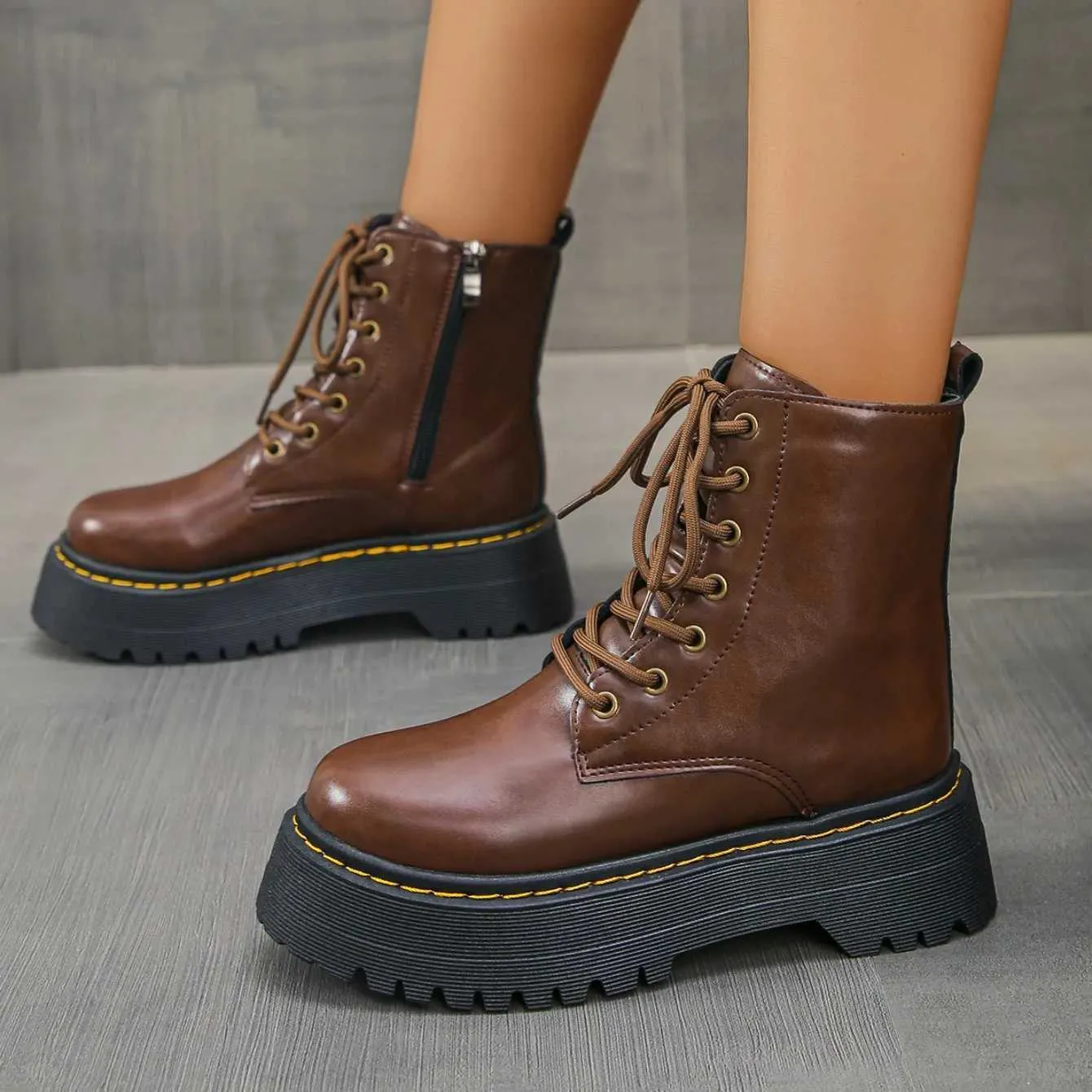 Women's Side Zipper Martens Boots