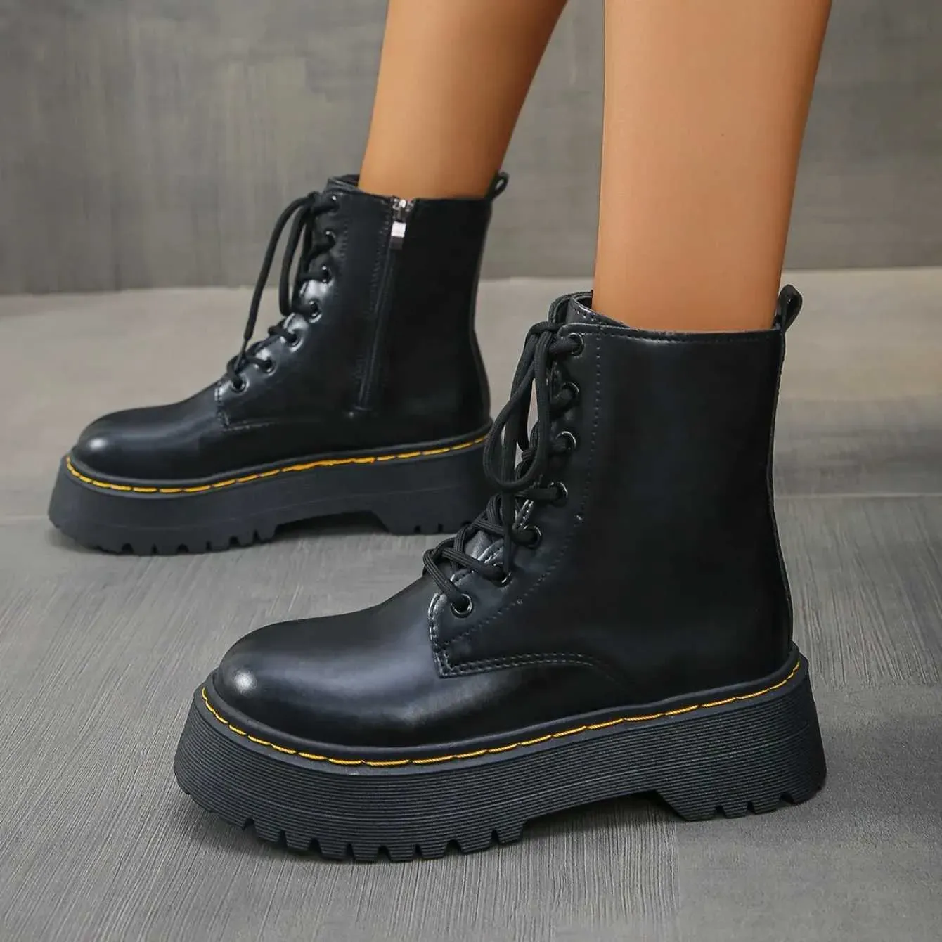 Women's Side Zipper Martens Boots