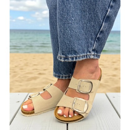 Women's Flat Double Buckled Sandal