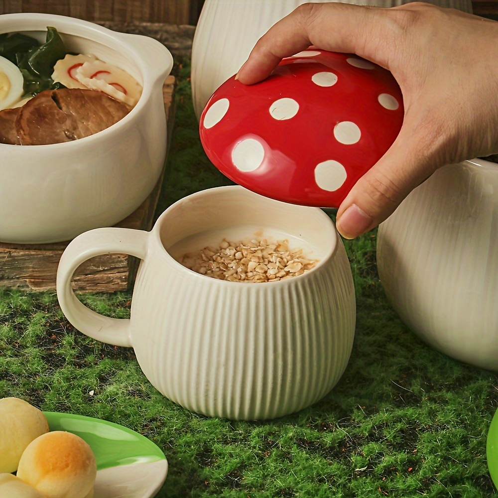 Mushroom-Shaped Ceramic Mug with Lid