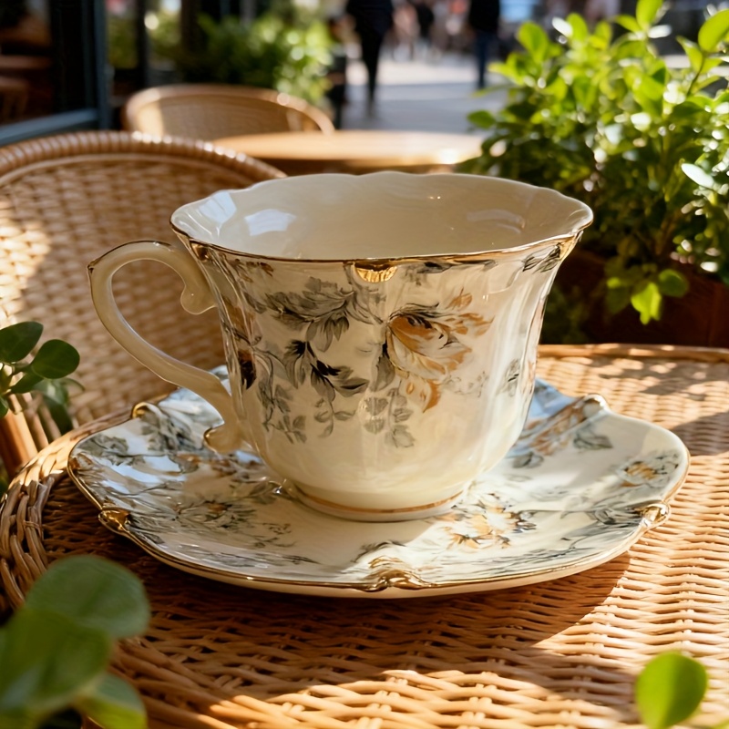 Vintage Floral Porcelain Teacup & Saucer Set