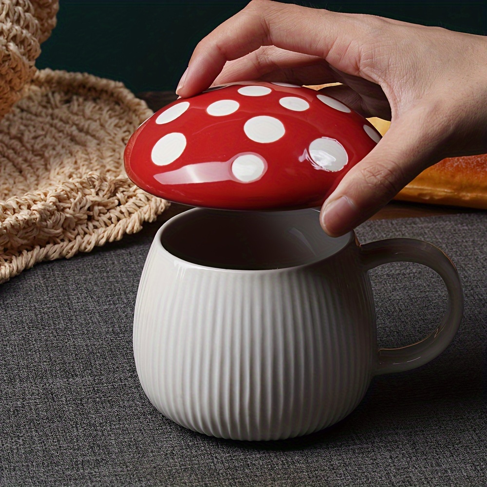 Mushroom-Shaped Ceramic Mug with Lid