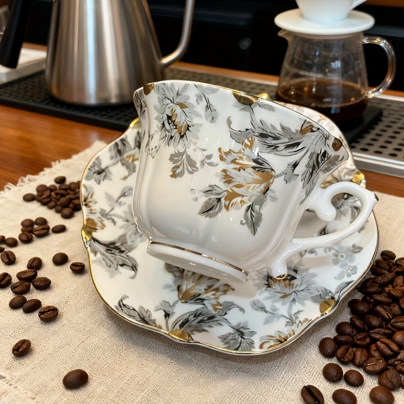 Vintage Floral Porcelain Teacup & Saucer Set