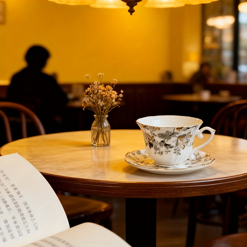 Vintage Floral Porcelain Teacup & Saucer Set