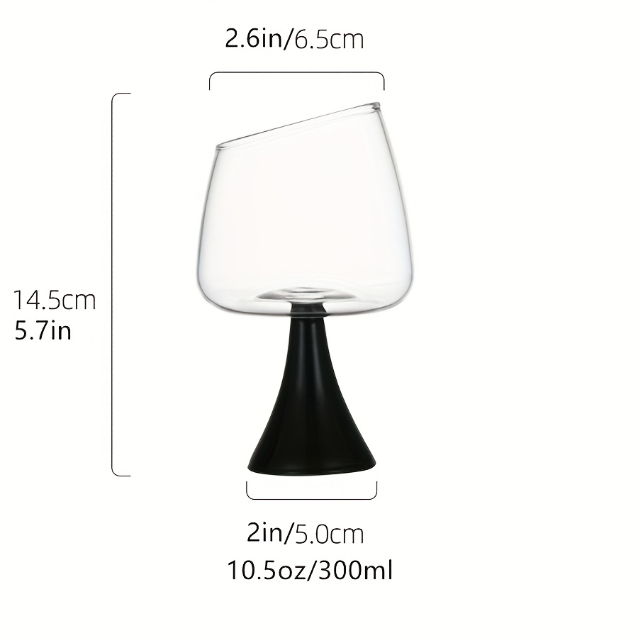 Modern Slanted-Rim Wine Glass with Black Tapered Base