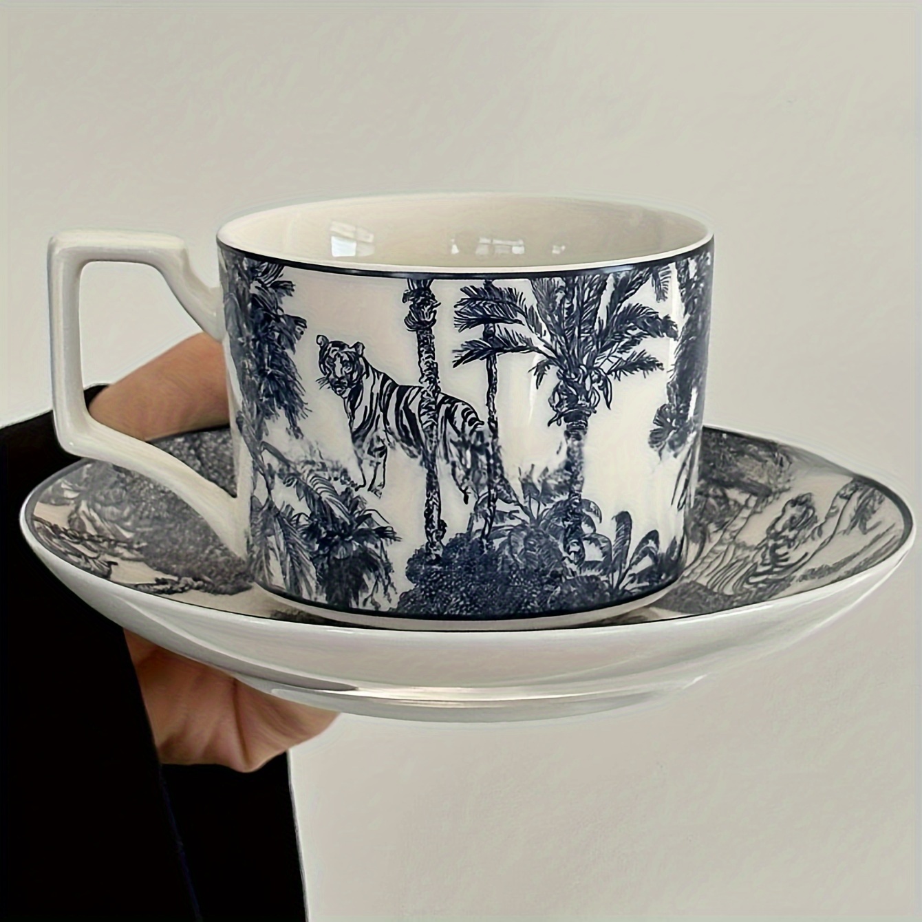 Jungle Toile Porcelain Teacup & Saucer Set