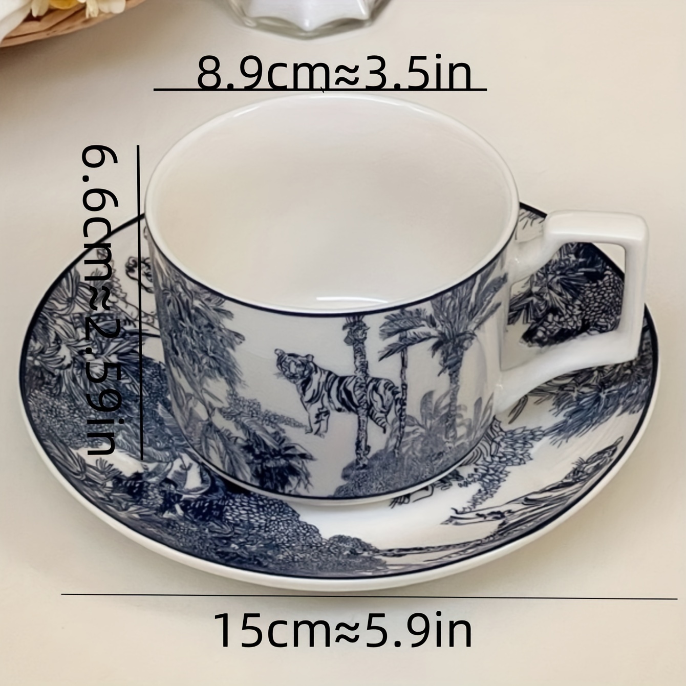 Jungle Toile Porcelain Teacup & Saucer Set