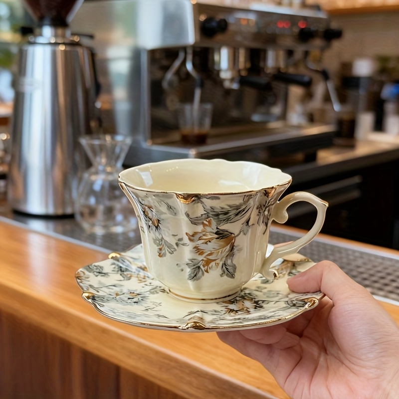 Vintage Floral Porcelain Teacup & Saucer Set