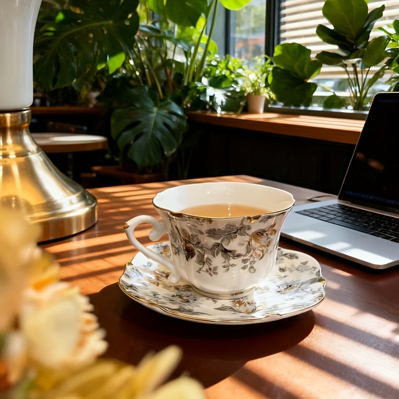 Vintage Floral Porcelain Teacup & Saucer Set