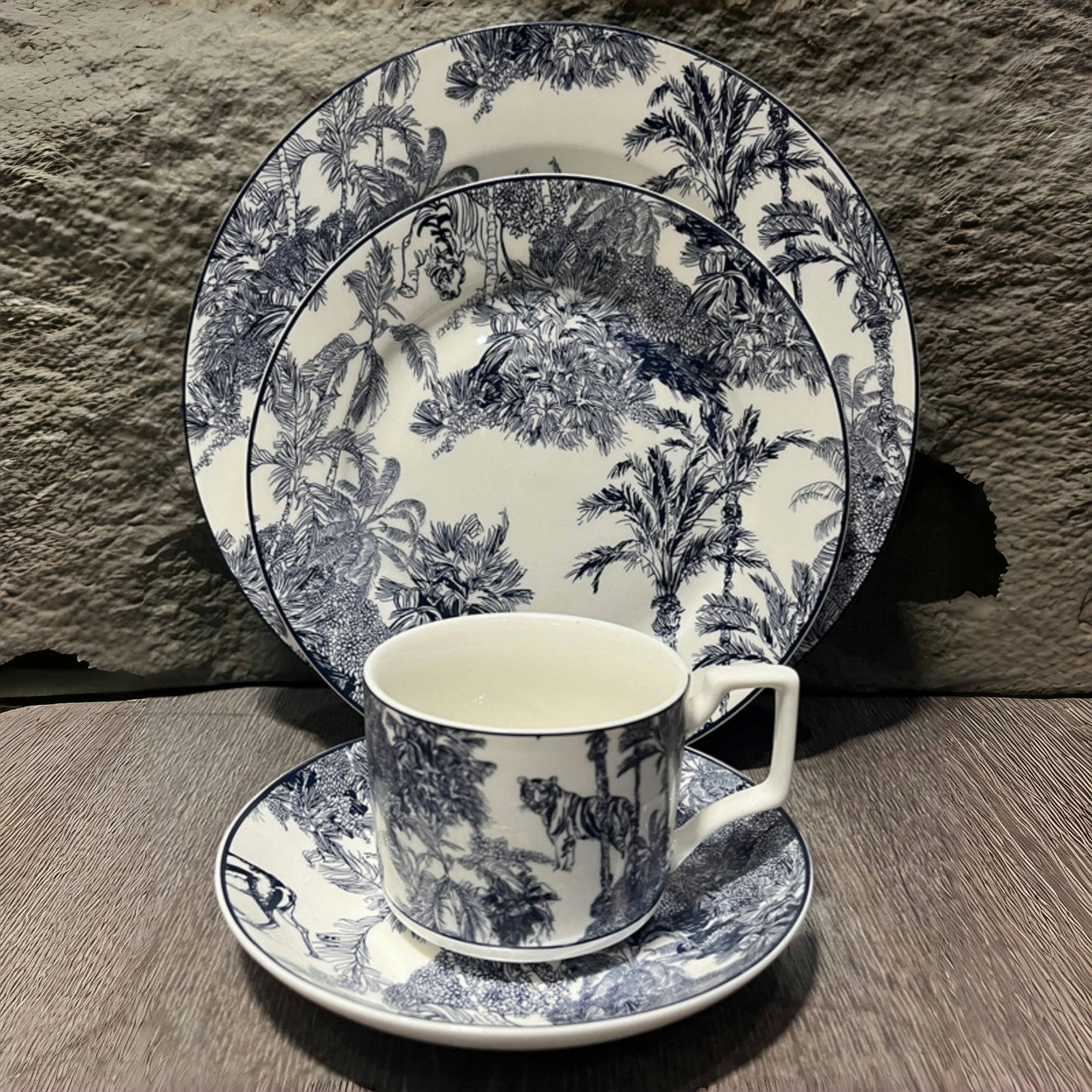 Jungle Toile Porcelain Teacup & Saucer Set