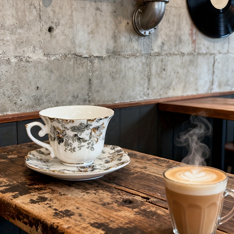 Vintage Floral Porcelain Teacup & Saucer Set