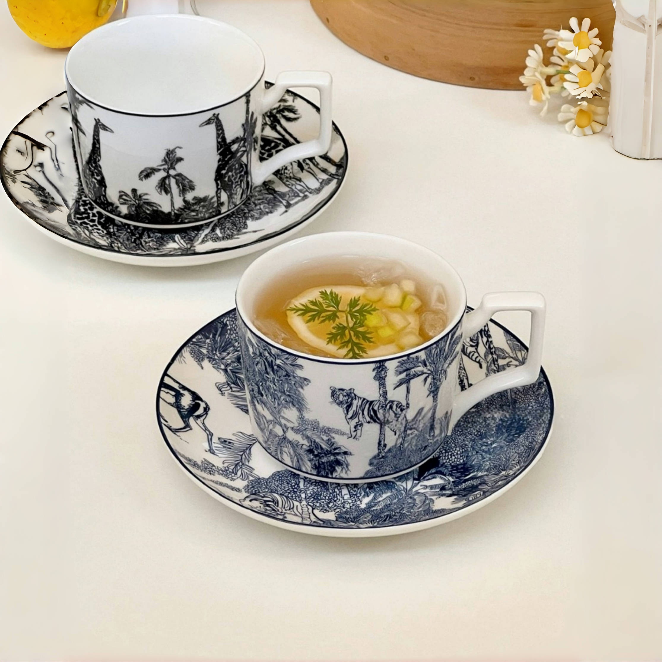 Jungle Toile Porcelain Teacup & Saucer Set