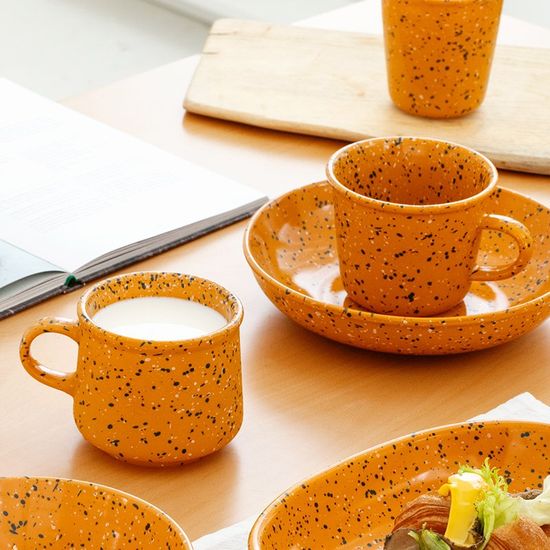 Ins Style Speckle Design Ceramic Cup Latte Coffee Tea Milk Mug for Gift