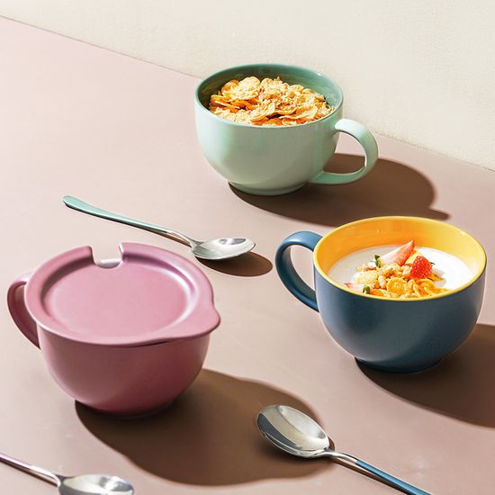 Ceramic Breakfast Oatmeal Cup Large Capacity Cereal Milk Cup Big Coffee Mug