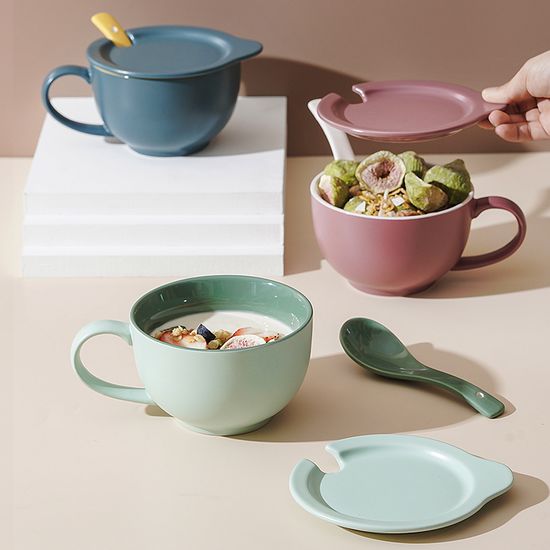 Ceramic Breakfast Oatmeal Cup Large Capacity Cereal Milk Cup Big Coffee Mug