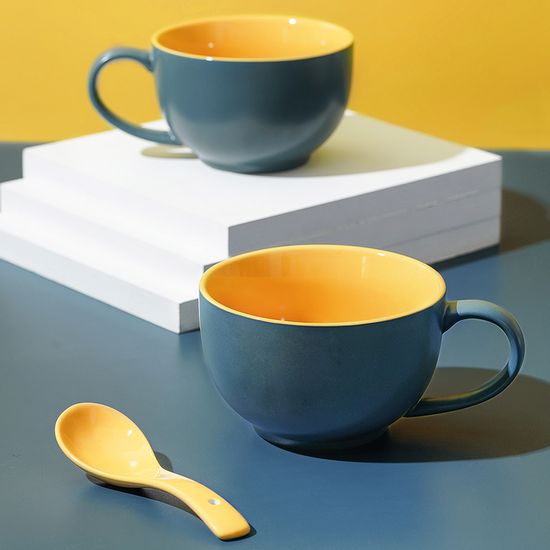 Ceramic Breakfast Oatmeal Cup Large Capacity Cereal Milk Cup Big Coffee Mug