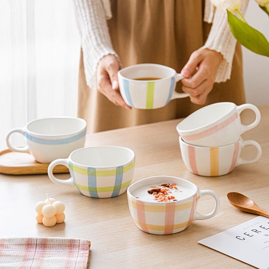 Breakfast Oatmeal Ceramic Cup Cereal Cups Stoneware Cappuccino Coffee Mug