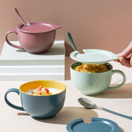 Ceramic Breakfast Oatmeal Cup Large Capacity Cereal Milk Cup Big Coffee Mug