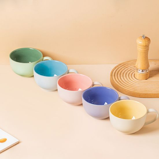 Large Size Colorful Cereal Microwave Soup Mug Stoneware Cup