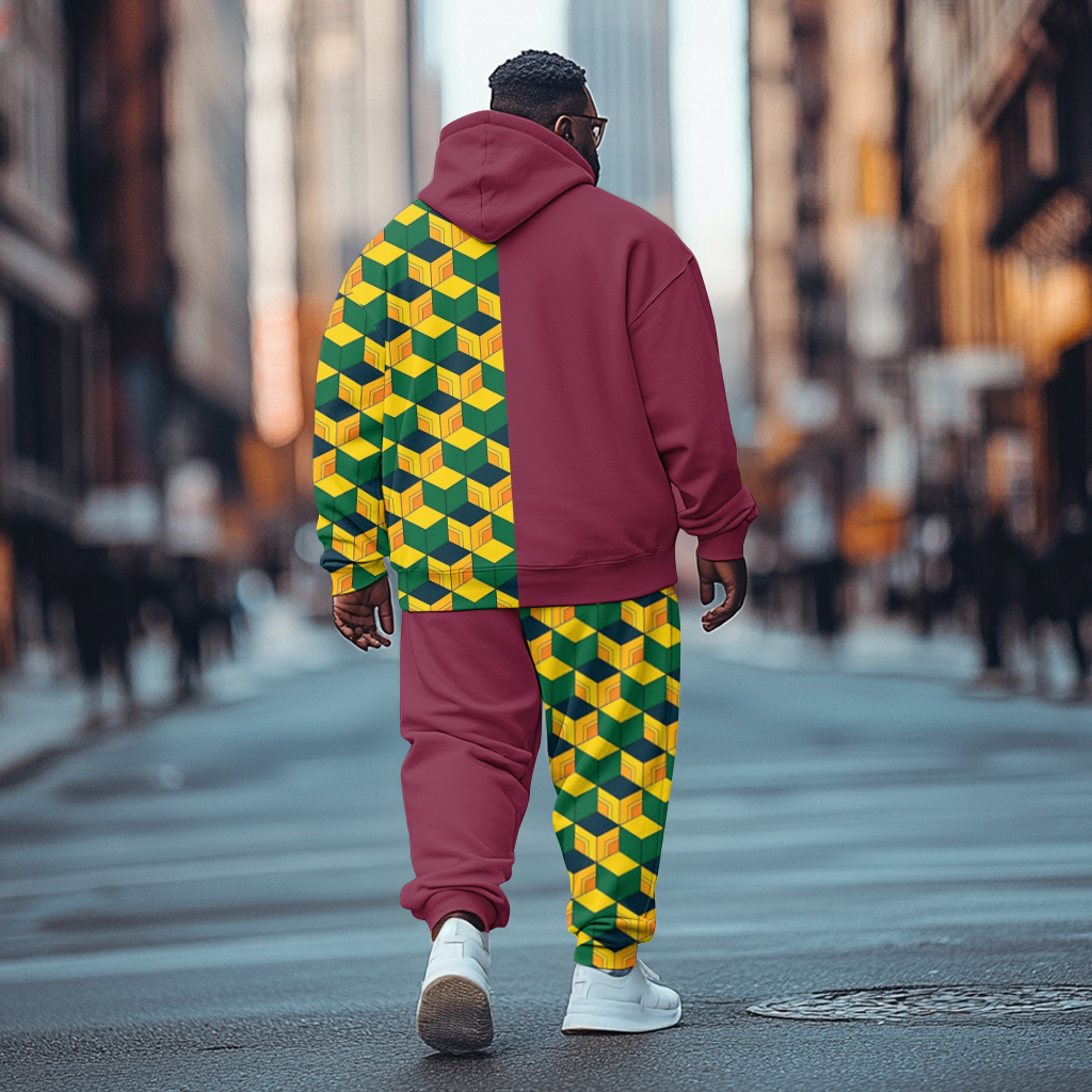 Men's Plus Size Vintage Giyuu Haori Graphic Christmas Gifts Hoodie Trousers Two-Piece Set