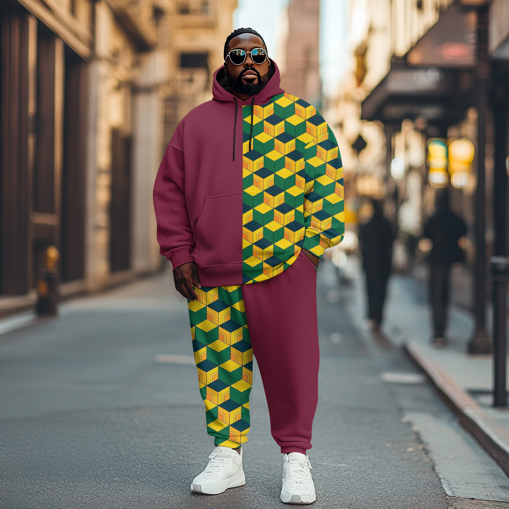 Men's Plus Size Vintage Giyuu Haori Graphic Christmas Gifts Hoodie Trousers Two-Piece Set
