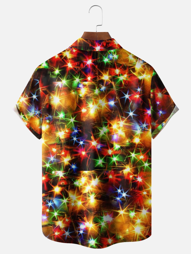 Christmas 3d Lights With Santa Claus Print Shirt