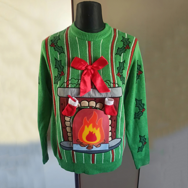 Funny Christmas Knitted Print Ugly Sweater