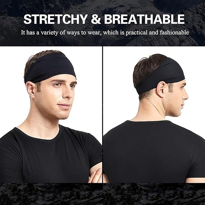 Sweat Headbands, Sports Headbands for Men Women, Head Band for Golf, Skiing,Tennis, Gym, Camping, Running, Cycling, Moisture Wicking Workout Headband