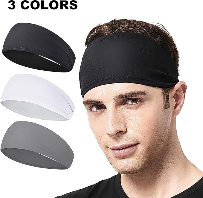 Sweat Headbands, Sports Headbands for Men Women, Head Band for Golf, Skiing,Tennis, Gym, Camping, Running, Cycling, Moisture Wicking Workout Headband