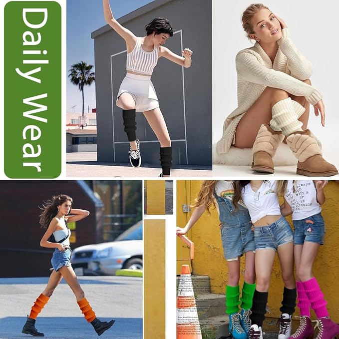 Leg Warmers for Women,Neon Leg Warmers,80s Costumes for Women,Leg Warmers for Women Winter,Pink Leg