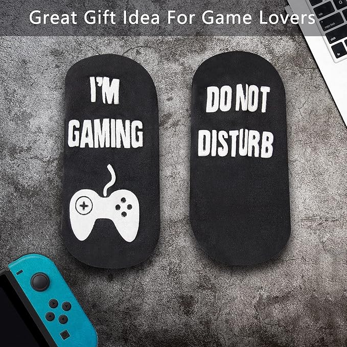 Do Not Disturb I'm Gaming Socks Novelty Christmas Stocking Stuffers Gifts for Kids Sons Boyfriends Husbands Dad Father
