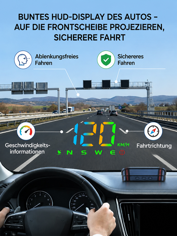 🚘 Perfekte Straßensicht durch extra große HD-Schrift! 🧠 TÜV-konformes Farb-HUD-Display 🏥 Jetzt 50% Rabatt & 30 Tage Geld-zurück-Garantie nutzen