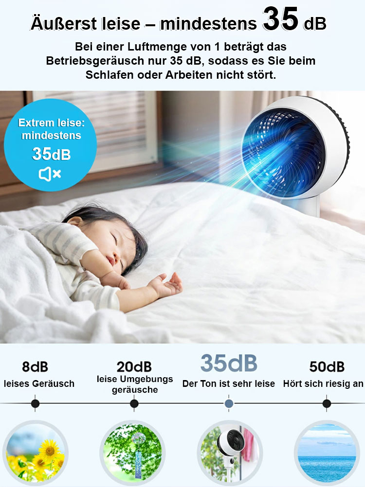 Der geräuscharm Standventilator mit Energiesparmodus und Zirkulationsfunktion