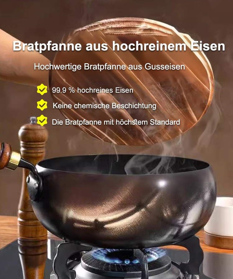 【Unbeschichtetes, gesundes Kochgeschirr im japanischen Stil】 Ergänzen Sie das Eisenelement mit einer Antihaftpfanne aus reinem Eisen, ohne Ölrauch.