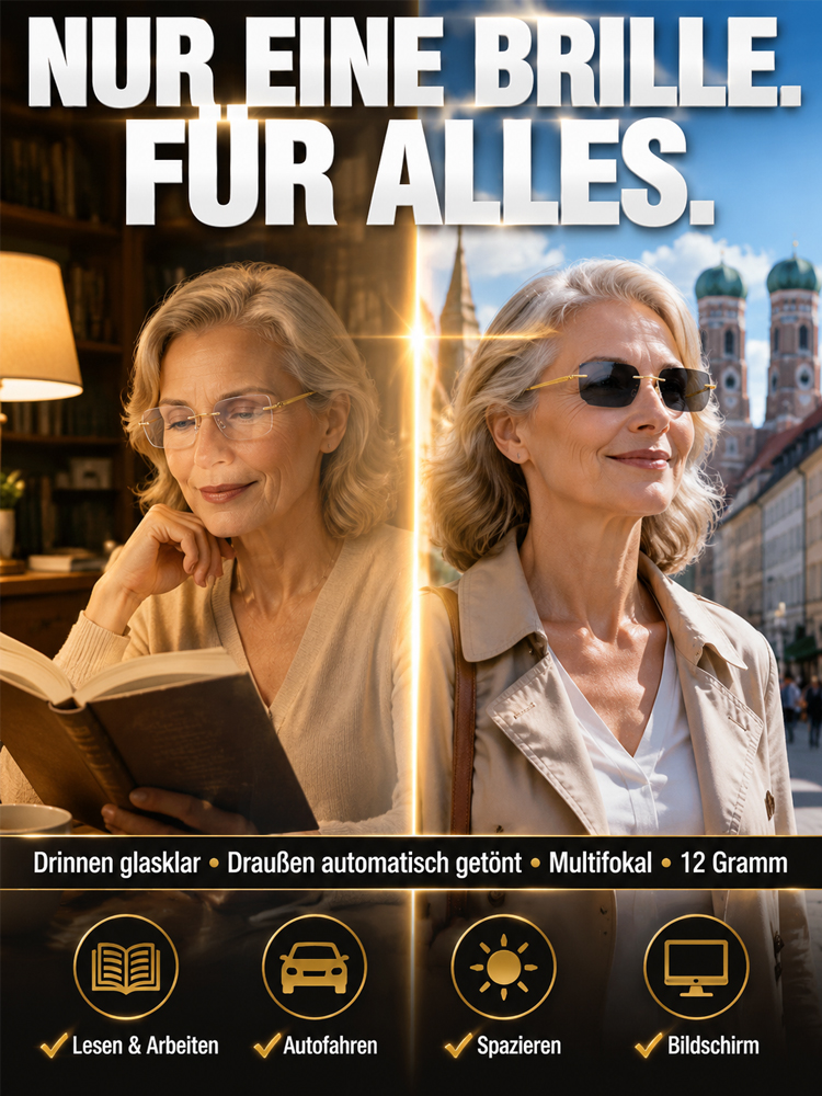👓 HD-Optik Multifokale Lesebrille: 12g Ultraleicht mit 99% Blaulichtfilter & Fototrop-Technologie – 50% Rabatt